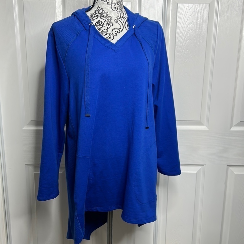 LOGO Lori Goldstein Bright Blue Oversized Long Slevve Large Petite‎